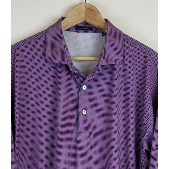 Turtleson Golf Polo Shirt‎ Men's XL Purple Check Performance Activewear Wicking - Picture 2 of 7